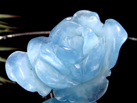 アクアマリン 薔薇 彫刻 置物 天然石