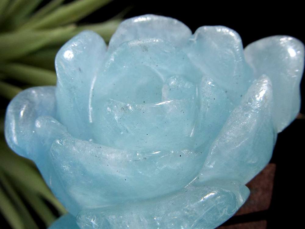 アクアマリン 薔薇 彫刻 置物 天然石