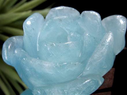 アクアマリン 薔薇 彫刻 置物 天然石