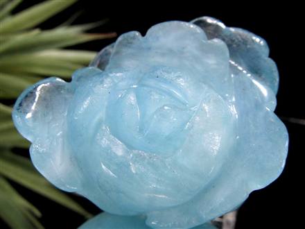 アクアマリン 薔薇 彫刻 置物 天然石