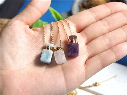 天然石アロマボトル 天然石香水瓶 ローズクォーツ 水晶 アメジスト