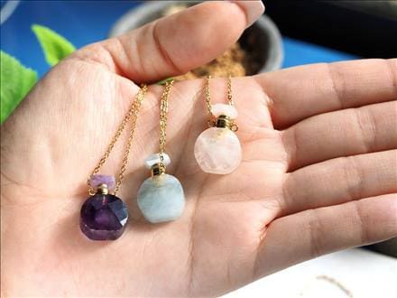 天然石アロマボトル 天然石香水瓶 ローズクォーツ 水晶 アメジスト