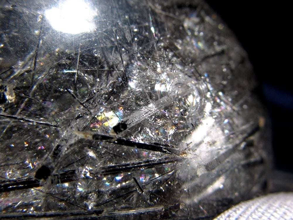 ブラックトルマリン入り水晶 ブラックトルマリン ブラックルチル 丸玉 スフィア 置物