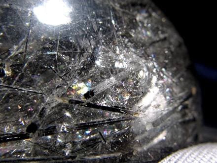 ブラックトルマリン入り水晶 ブラックトルマリン ブラックルチル 丸玉 スフィア 置物