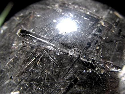 ブラックトルマリン入り水晶 ブラックトルマリン ブラックルチル 丸玉 スフィア 置物