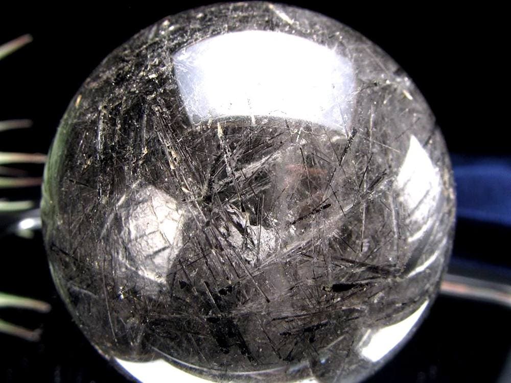 ブラックトルマリン入り水晶 ブラックトルマリン ブラックルチル 丸玉 スフィア 置物