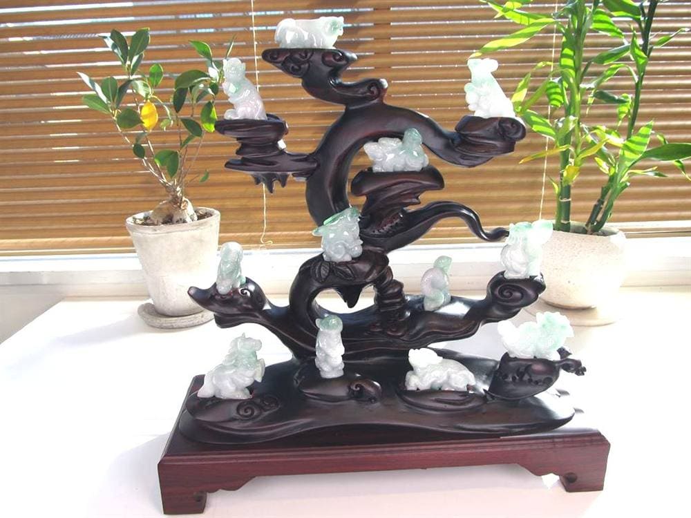 翡翠 ジェイド 干支 十二支 彫刻 置物