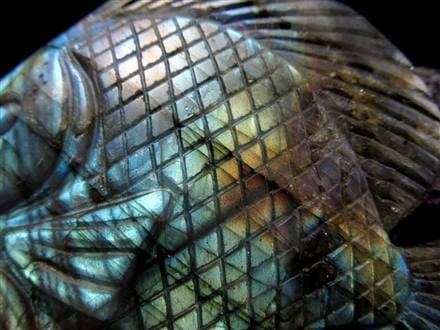 ディスカス 置物 ラブラドライト 熱帯魚の王様 彫刻