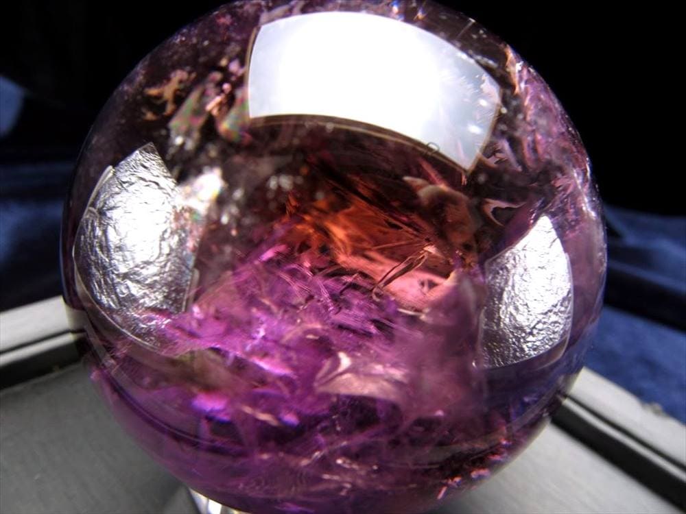 アメジスト 丸玉 スフィア 紫水晶 ファントム