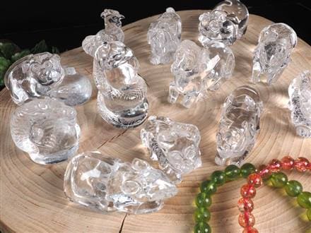 水晶 彫刻置物 クォーツ クリスタル 十二支