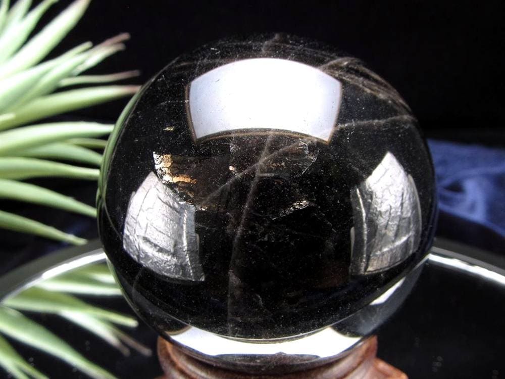 星彩黒水晶 スターモリオン 丸玉 スフィア チベット産