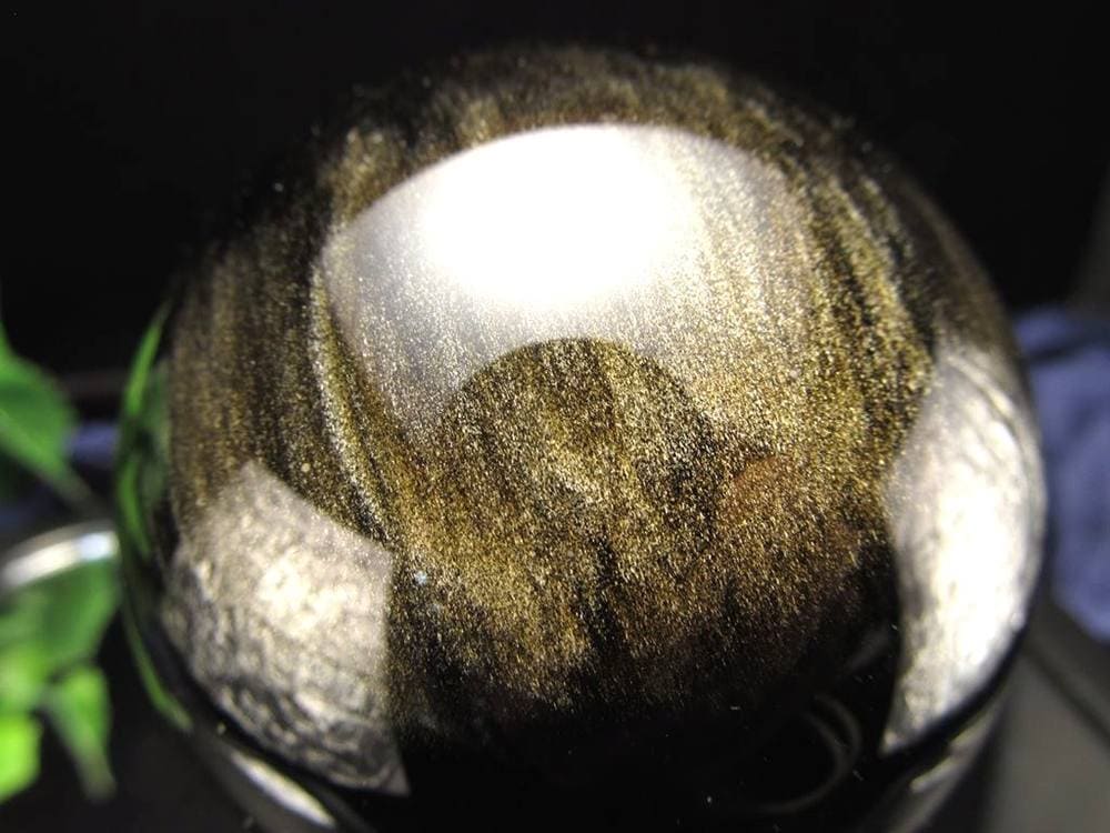  ゴールデンシャインオブシディアン オブシディアン 黒曜石 ゴールドシラー 丸玉 置物