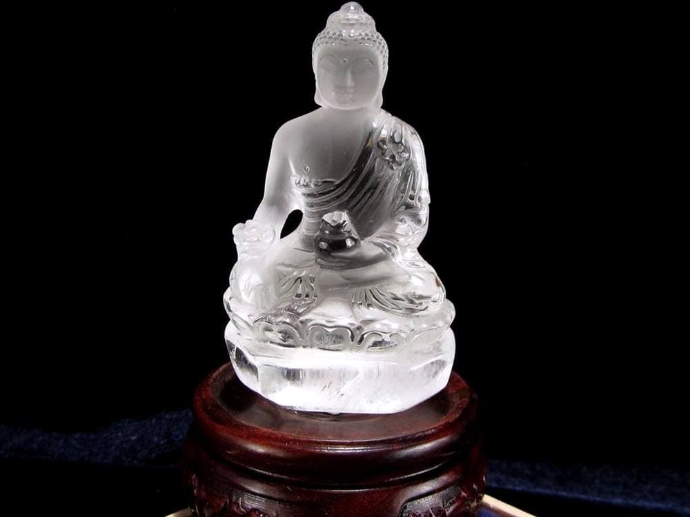 水晶 クォーツ クリスタル 薬師如来 彫刻 置物