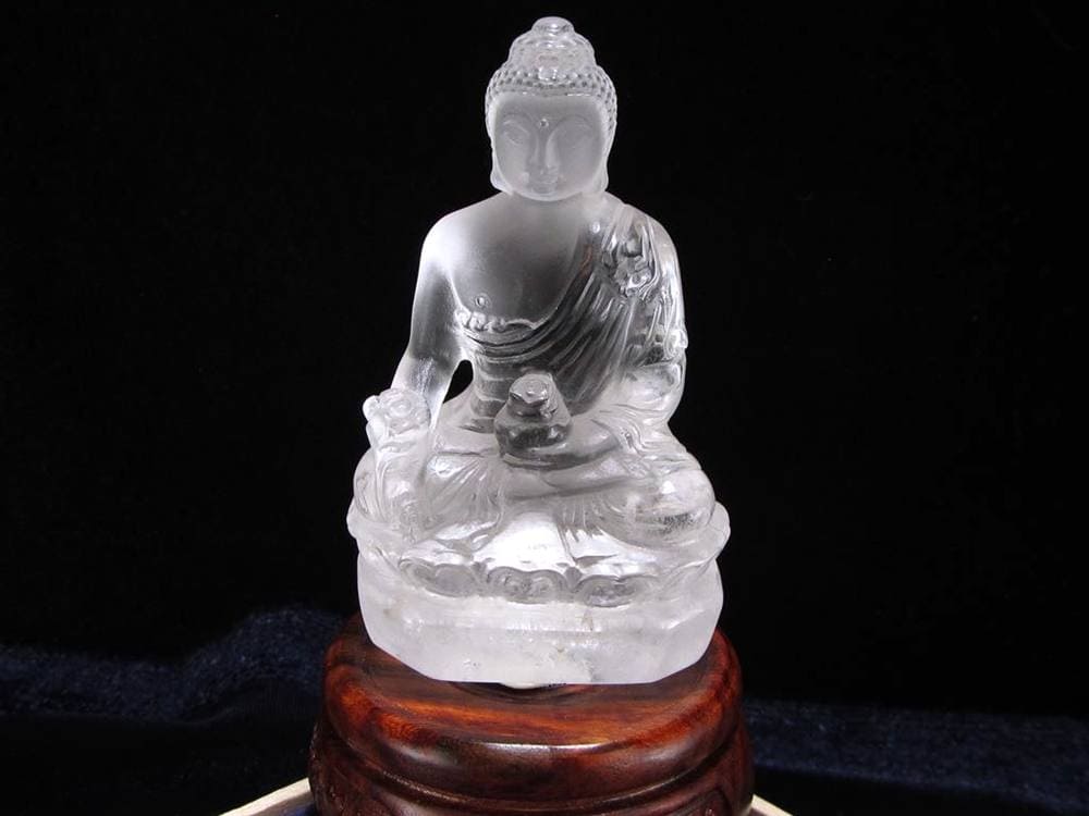 水晶 クォーツ クリスタル 薬師如来 彫刻 置物