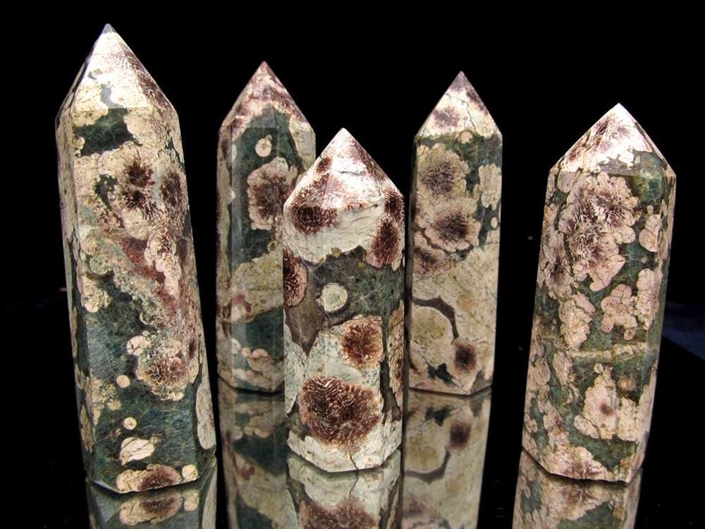 ★少量限定入荷★癒しのアースカラー★ナチュラル感がおしゃれ！咲き誇る大倫の花々★バランスをとる能力に長けた石★グリーンフラワージャスパー六角柱