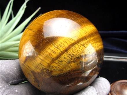 タイガーアイ 虎目石 丸玉 置物