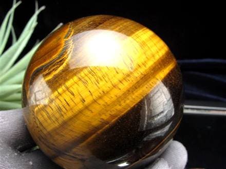 タイガーアイ 虎目石 丸玉 置物