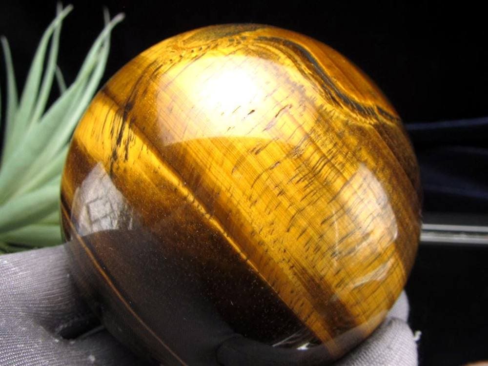 タイガーアイ 虎目石 丸玉 置物