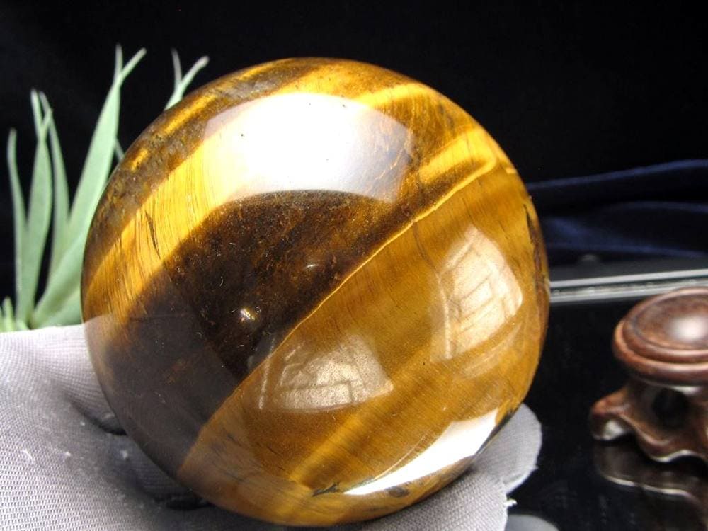 タイガーアイ 虎目石 丸玉 置物