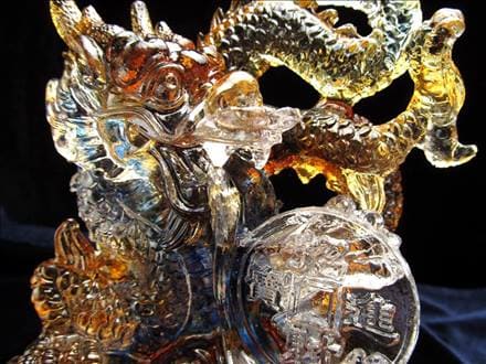 クリスタルガラス 置物 龍 ドラゴン 5本爪 銭