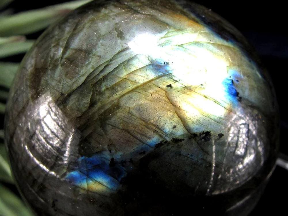 ラブラドライト 丸玉 スフィア シラー効果 置物 マダガスカル産