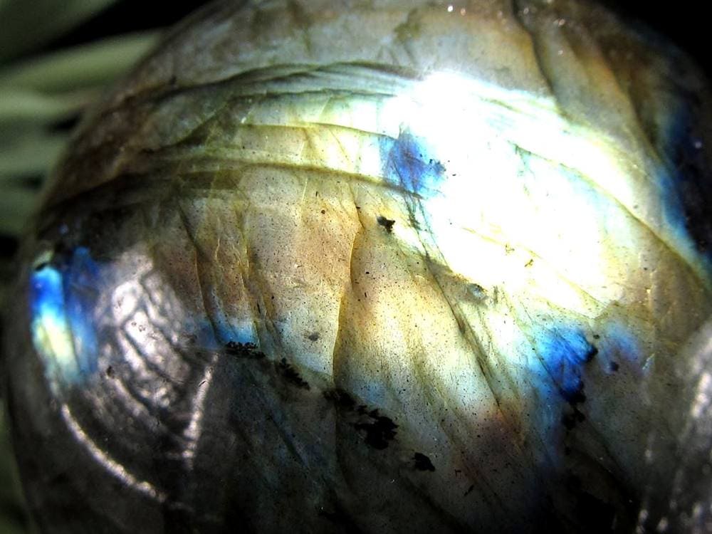 ラブラドライト 丸玉 スフィア シラー効果 置物 マダガスカル産