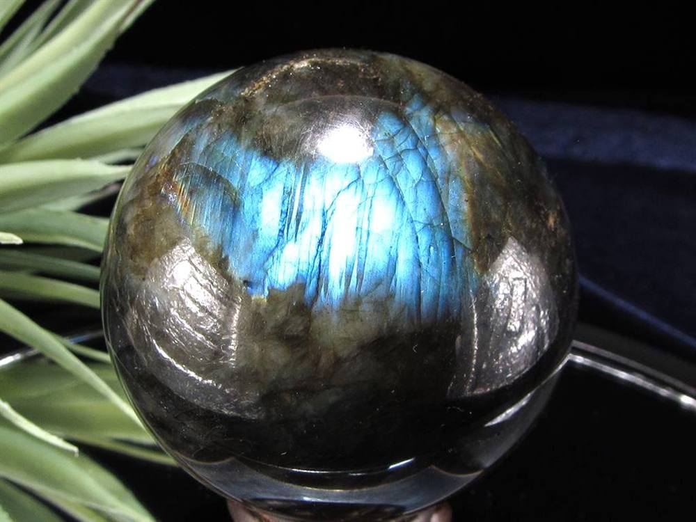 ラブラドライト 丸玉 スフィア シラー効果 置物 マダガスカル産