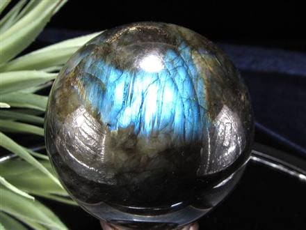 ラブラドライト 丸玉 スフィア シラー効果 置物 マダガスカル産