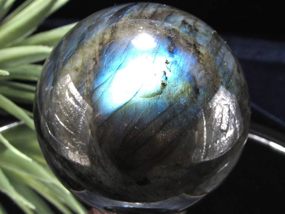 ラブラドライト 丸玉 スフィア シラー効果 置物 マダガスカル産