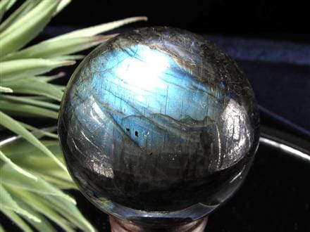 ラブラドライト 丸玉 スフィア シラー効果 置物 マダガスカル産