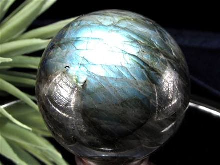 ラブラドライト 丸玉 スフィア シラー効果 置物 マダガスカル産