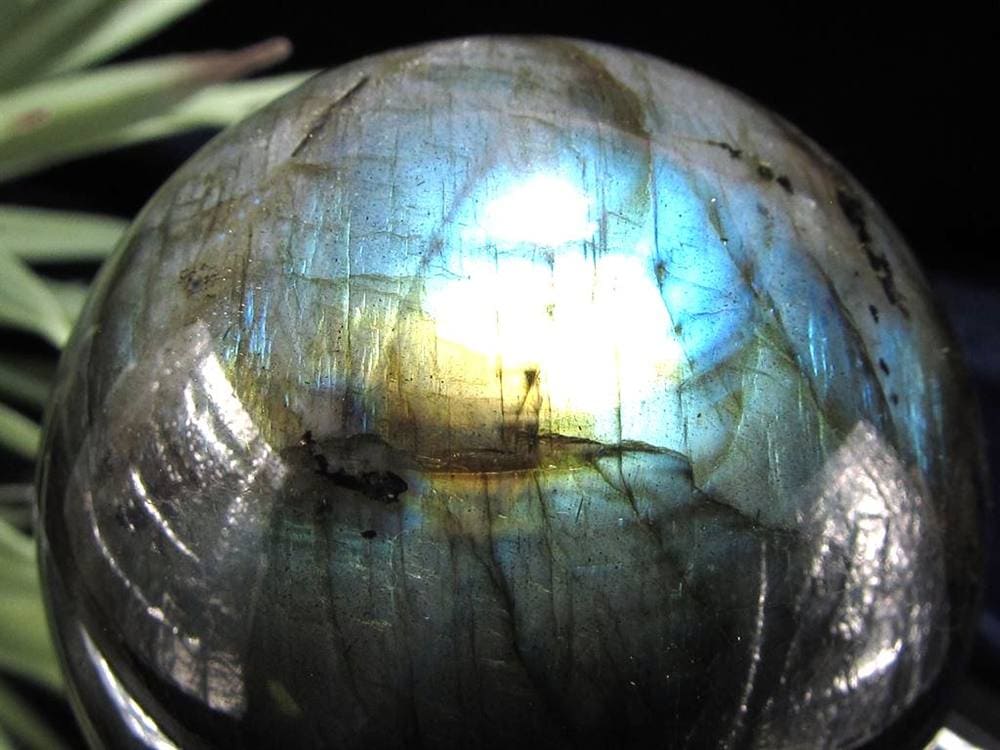 ラブラドライト 丸玉 スフィア シラー効果 置物 マダガスカル産