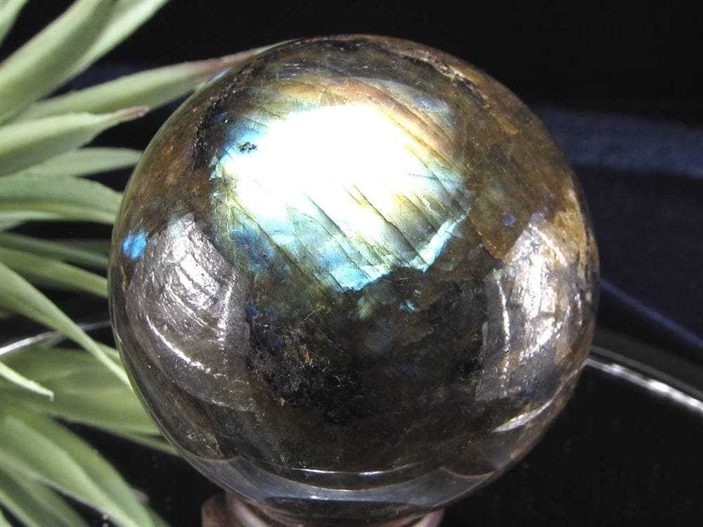 ラブラドライト 丸玉 スフィア シラー効果 置物 マダガスカル産