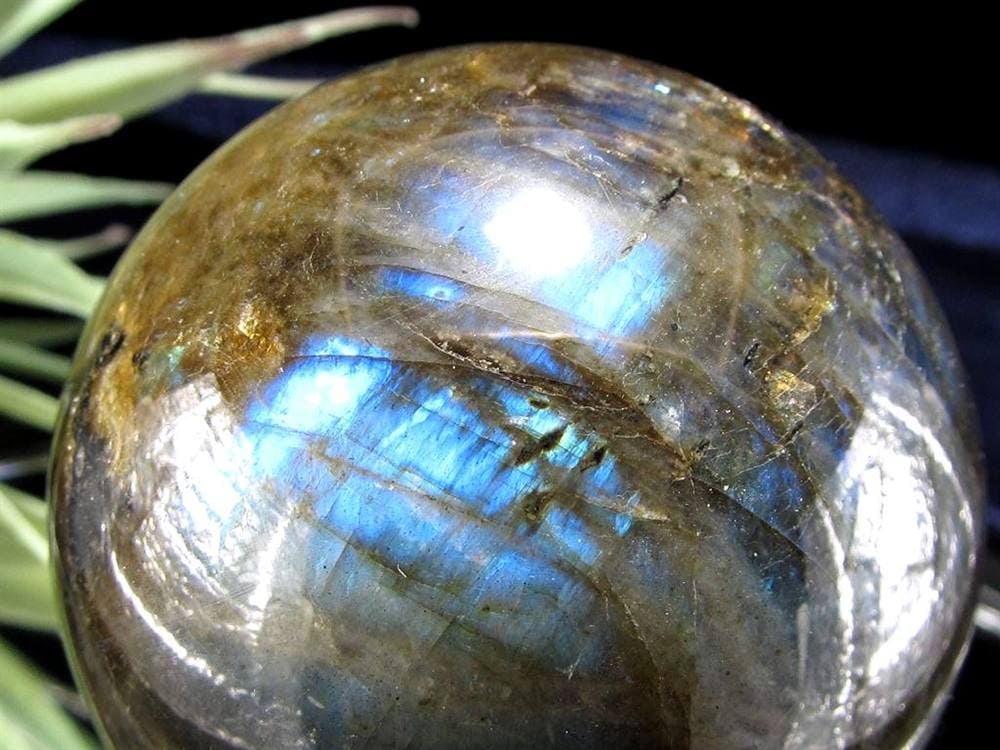 ラブラドライト 丸玉 スフィア シラー効果 置物 マダガスカル産