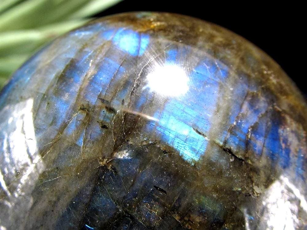 ラブラドライト 丸玉 スフィア シラー効果 置物 マダガスカル産