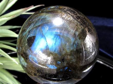 ラブラドライト 丸玉 スフィア シラー効果 置物 マダガスカル産