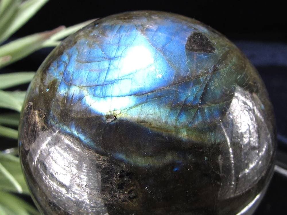 ラブラドライト 丸玉 スフィア シラー効果 置物 マダガスカル産