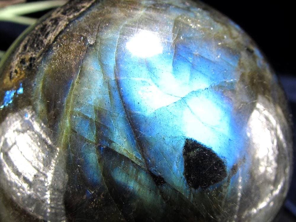 ラブラドライト 丸玉 スフィア シラー効果 置物 マダガスカル産