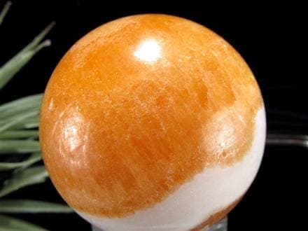 オレンジカルサイト 方解石 丸玉 スフィア 置物