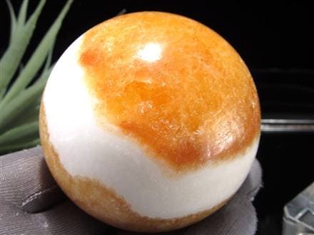 オレンジカルサイト 方解石 丸玉 スフィア 置物