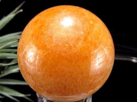 オレンジカルサイト 方解石 丸玉 スフィア 置物