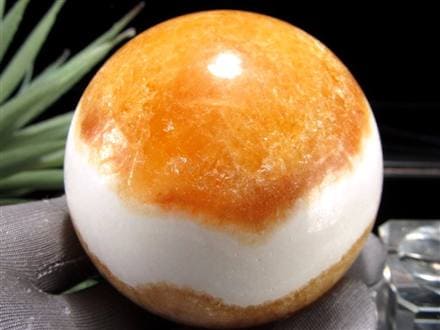 オレンジカルサイト 方解石 丸玉 スフィア 置物