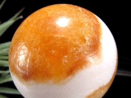 オレンジカルサイト 方解石 丸玉 スフィア 置物