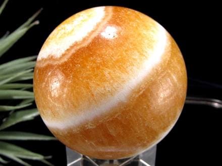 オレンジカルサイト 方解石 丸玉 スフィア 置物