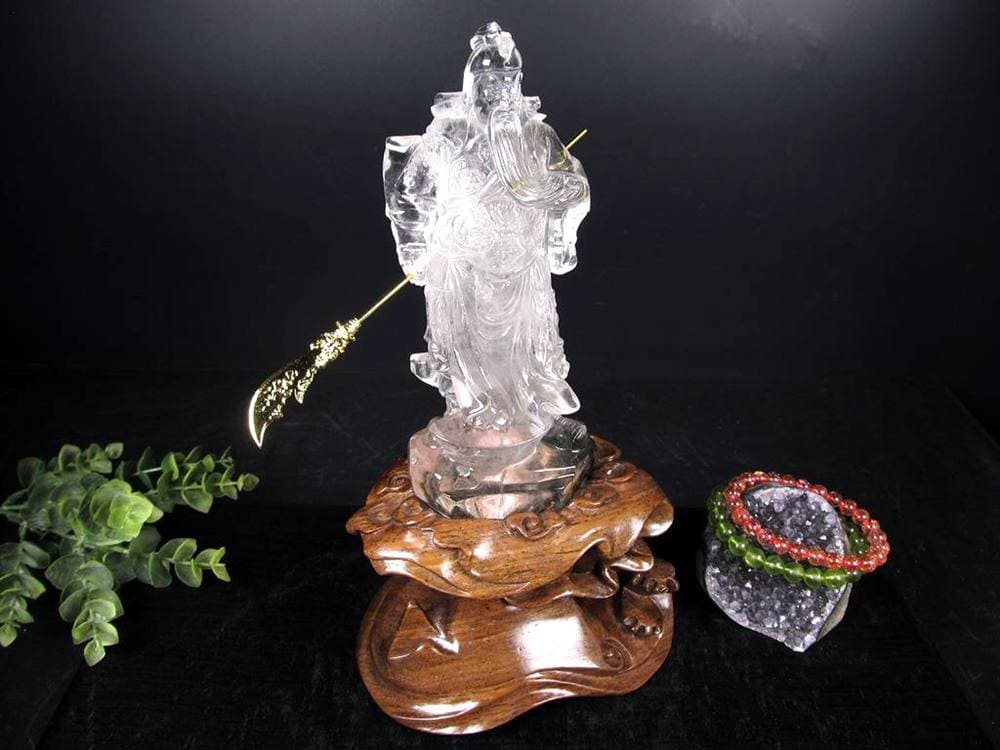 関羽 水晶 彫刻置物 三国志 風水
