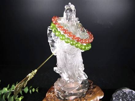 関羽 水晶 彫刻置物 三国志 風水