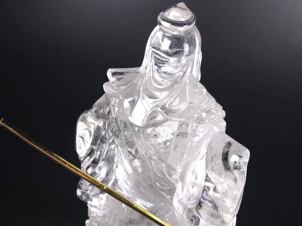 関羽 水晶 彫刻置物 三国志 風水