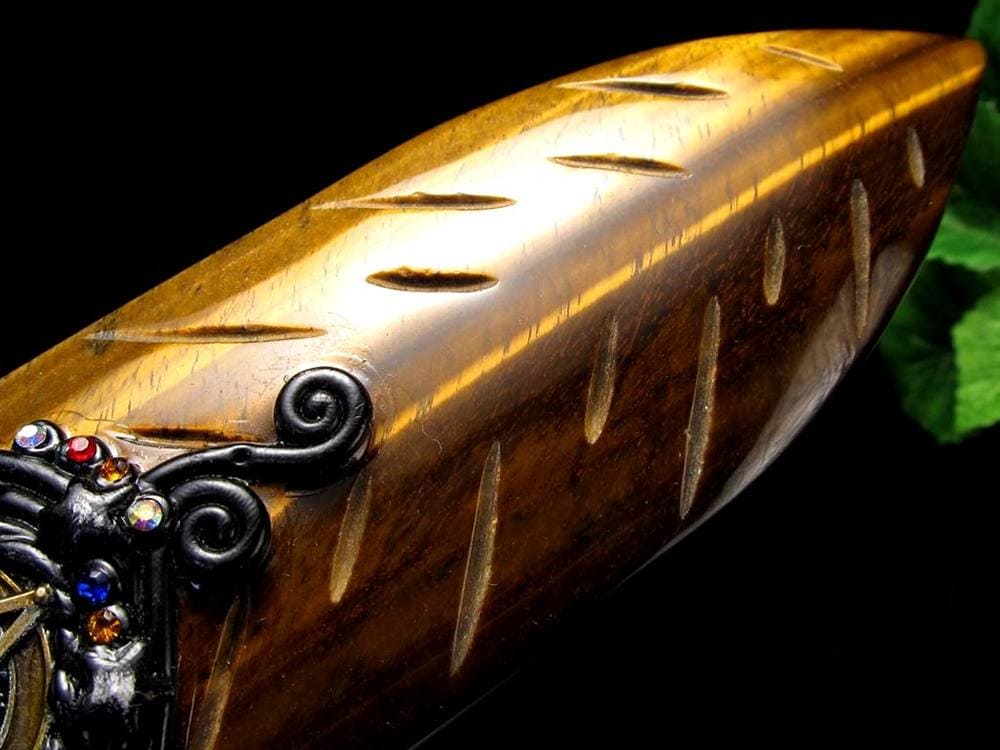 剣 アセイミー 五芒星 イエロータイガーアイ 彫り 置物