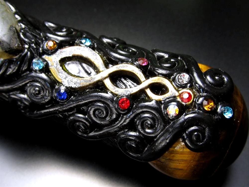 剣 アセイミー 五芒星 イエロータイガーアイ 彫り 置物