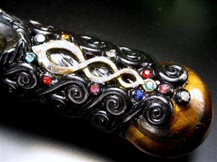 剣 アセイミー 五芒星 イエロータイガーアイ 彫り 置物